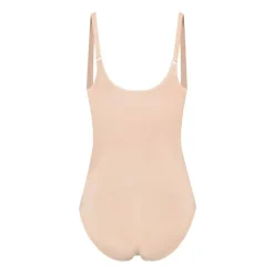 Soft Touch Seamless Open Bust Bodysuit, Beige, L