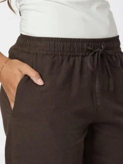 Sonar Linen Bukser, Dark Brown, 34