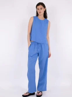 Sonar Linen Bukser, Dusty Blue, 40