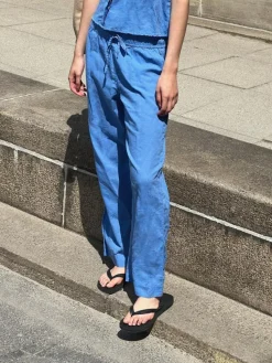 Sonar Linen Bukser, Dusty Blue, 40