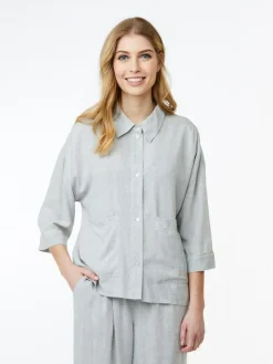 Sonja Pyjamasskjorte, Light Grey Melange, XXL