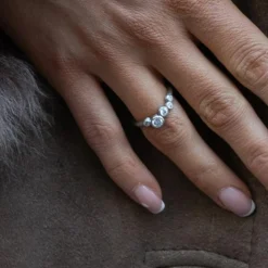 Stardust Ring, Rhodinated Silver, 56