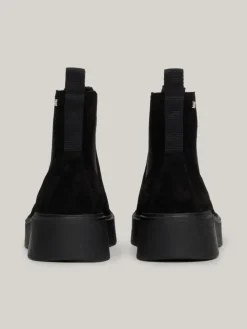 Suede Tonal Chunky Chelsea Ankelstøvler, Black, 41