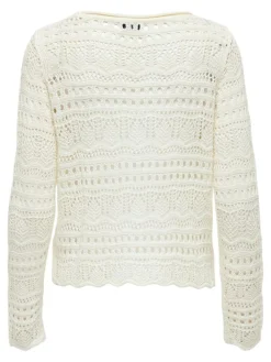 Sun Lay Strikbluse, Eggnog, XS