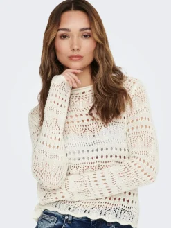 Sun Lay Strikbluse, Eggnog, XS