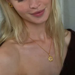 Sun Wild Large Vedhæng, Gold Plated