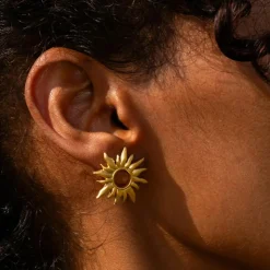 Sun Wild Øreringe, Gold Plated