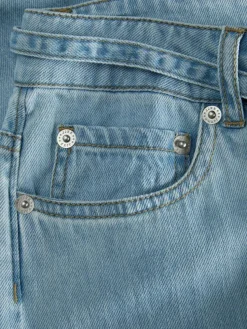 Sura Wide Linen Blend Jeans, Light Blue Denim, 29