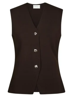 Sway Smooth Knit Vest, Dark Brown, 40