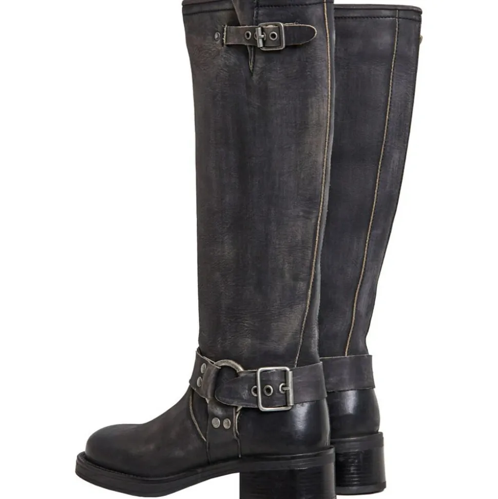 Tamera Long Vintage Støvler, Black Matte, 40