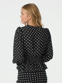 Tamona Crepe Dot Bluse, Black, 36