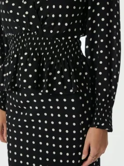 Tamona Crepe Dot Bluse, Black, 36