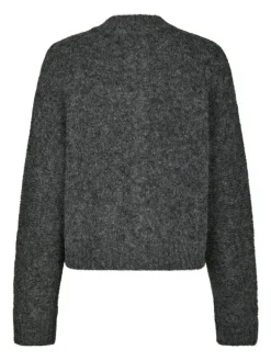 Taura Fluffy Knit Cardigan, Antracit, 34