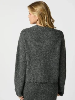 Taura Fluffy Knit Cardigan, Antracit, 34