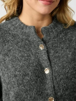 Taura Fluffy Knit Cardigan, Antracit, 34