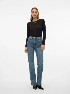 Tessa Højtaljede Jeans, Medium Blue Denim, W31/L32