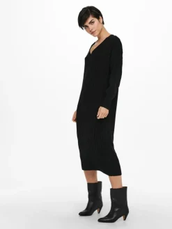 Tessa Midi Strikkjole, Sort, S