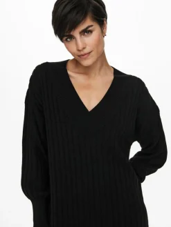 Tessa Midi Strikkjole, Sort, S