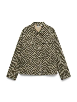 Tessa Oversize Denimjakke, Silver Mink Zebra, L