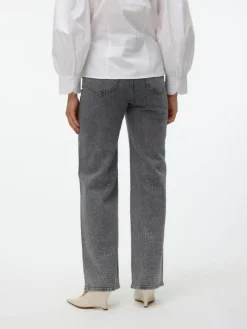 Tessa Wide Studs Jeans, Light Grey Denim, W33/L32