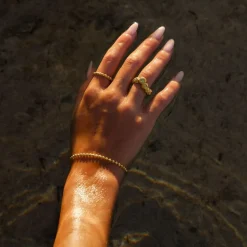 Textured Dots Armbånd, Gold Plated, 17 cm