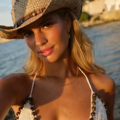 Textured Dots Halskæde, Gold Plated, 45 cm