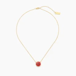 The Medallion Pendant Halskæde, Guld/Rød, 41+2,5 cm