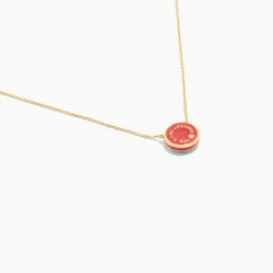 The Medallion Pendant Halskæde, Guld/Rød, 41+2,5 cm