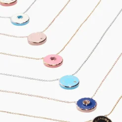 The Medallion Pendant Halskæde, Sølv/Sort, 41+2,5 cm