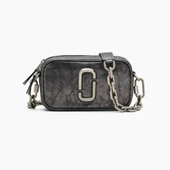 The Metallic Distressed Big Shot Crossbody, Dark Grey