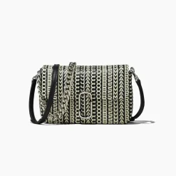 The Monogram Leather J Marc Skuldertaske, Sort/Hvid