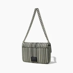 The Monogram Leather J Marc Skuldertaske, Sort/Hvid