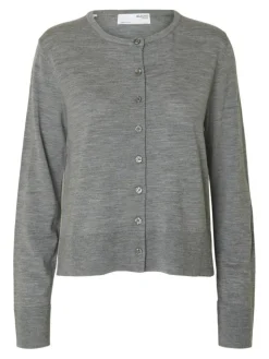 Thea Merino Cardigan, Medium Grey Melange, L
