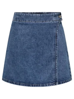 Thea Wrap Denim Nederdel, Medium Blue Denim, L