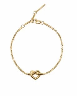 Tied Heart Armbånd, Gold Plated, 16-18 cm