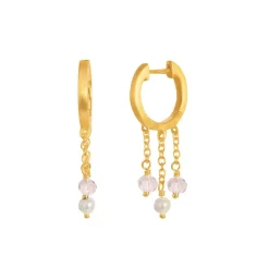 Tienne Øreringe, Gold Plated/Pink