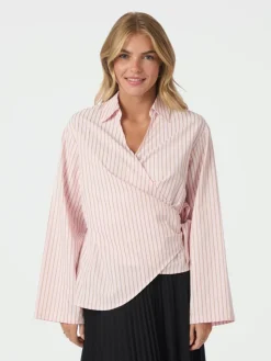 Tifuna Stripe Wrap Skjorte, Light Pink, 38