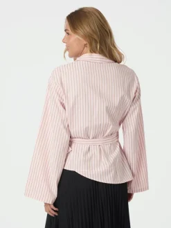 Tifuna Stripe Wrap Skjorte, Light Pink, 38