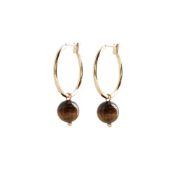 Tigereye Creoler, Gold Plated