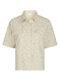 Tiki Floral Denim Skjorte, Off White, 36