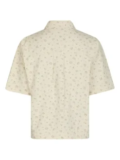 Tiki Floral Denim Skjorte, Off White, 36