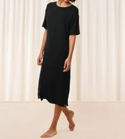 Timeless Sensual Kortærmet Natkjole, Black, 40