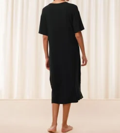 Timeless Sensual Kortærmet Natkjole, Black, 40