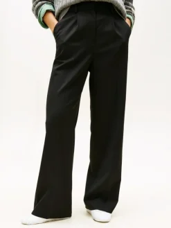 Timeless Wool Wide Leg Bukser, Black, 36