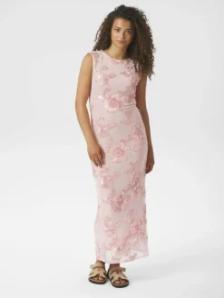 Tiranna Big Flower Mesh Kjole, Light Pink, 40