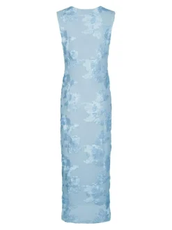 Tiranna Big Flower Mesh Kjole, Light Blue, 40