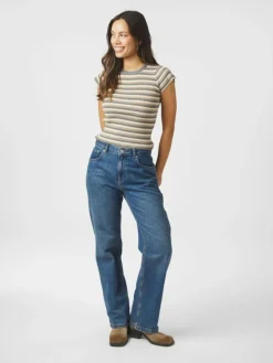 Tirra Simple Stripe Knit Top, Grey, 38