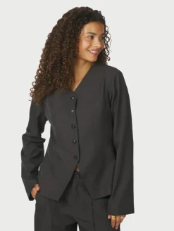 Toots Structure Bluse, Dark Grey, 40