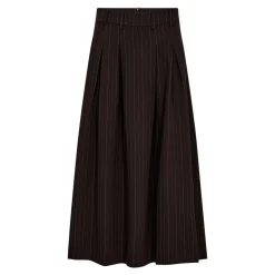 TrinnyCC Pleat Stripe Nederdel, Dark Brown, M
