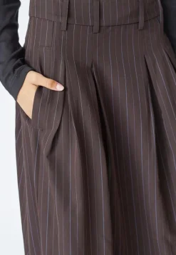 TrinnyCC Pleat Stripe Nederdel, Dark Brown, M